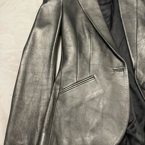 Ralph Lauren black label silver leather jacket